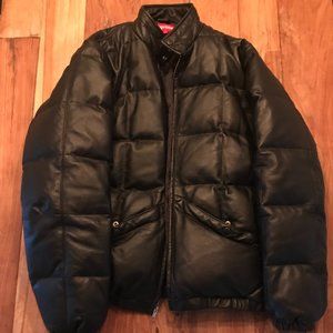 Men’s Supreme black leather bomber jacket